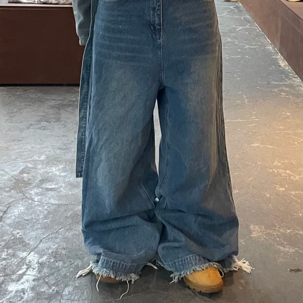 게이트리스 워싱 오버와이드 팬츠 H1550