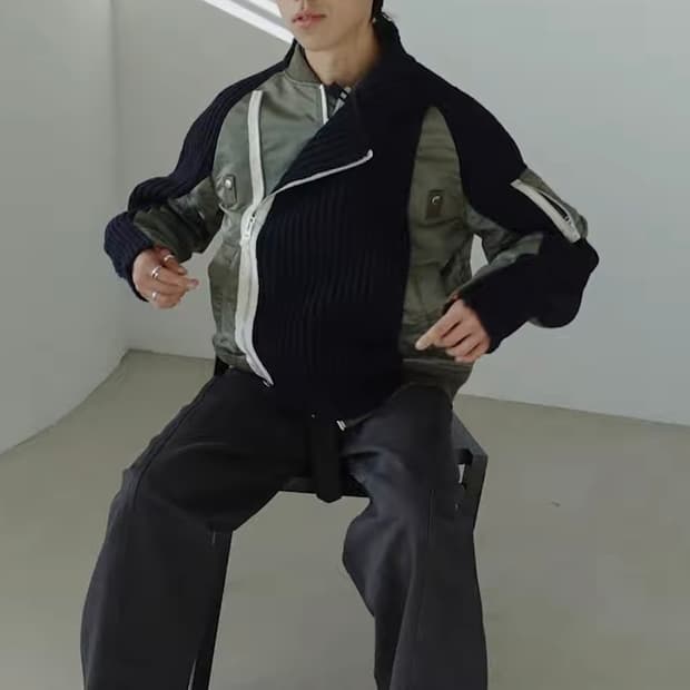 사카이 리브 니트 믹스 봄버 2사이즈