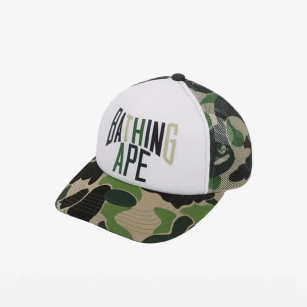 베이프 ABC 카모 NYC 로고 메쉬 캡 그린 모자 볼캡