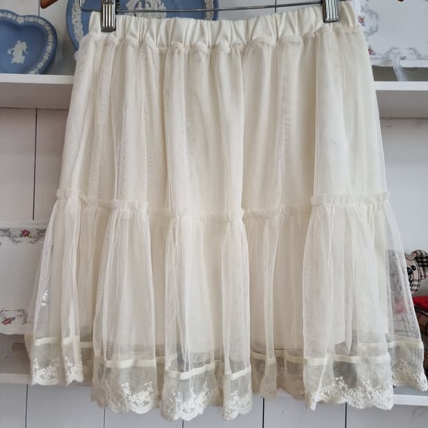 아이보리 레이스  스커트