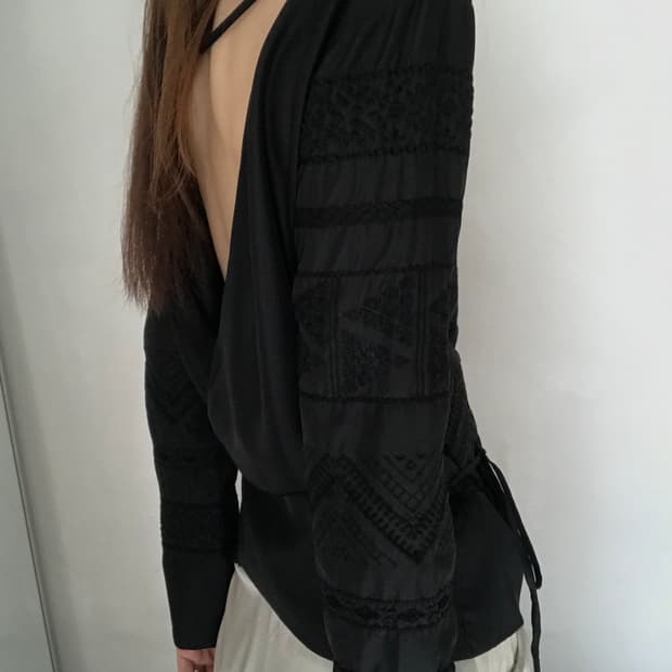 silk back open blouse