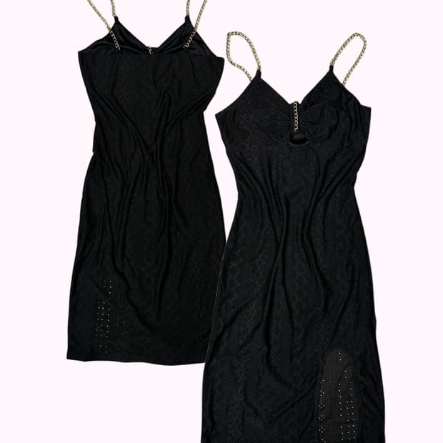 chain string slit punching dress