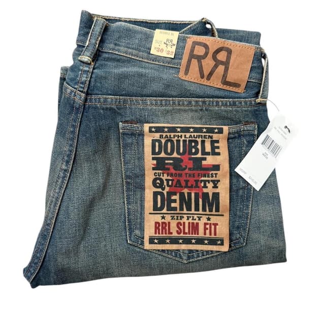 RRL 더블알엘 슬림 핏 셀비지 데님
