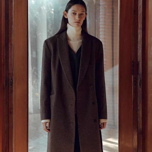 르917 SIDE BELTED COAT 브라운