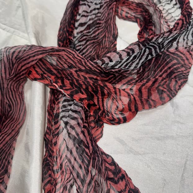 Red color zebra design scarf