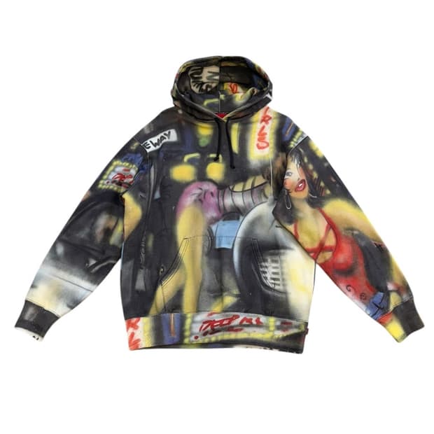 슈프림 레이디 핑크 프린팅 후디