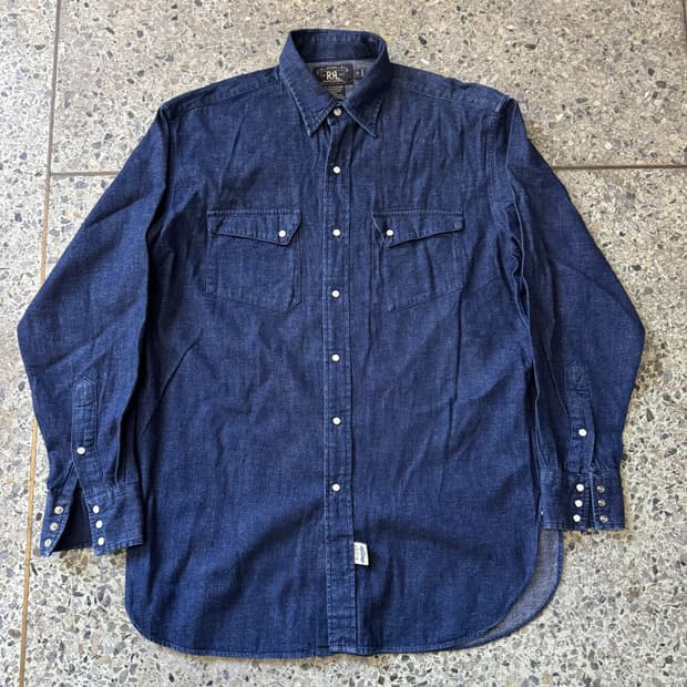 [M~L] RRL 더블알엘 웨스턴 셀비지 데님 셔츠