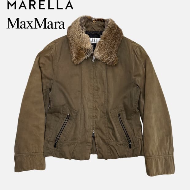 fur collar 2way zip-up jacket