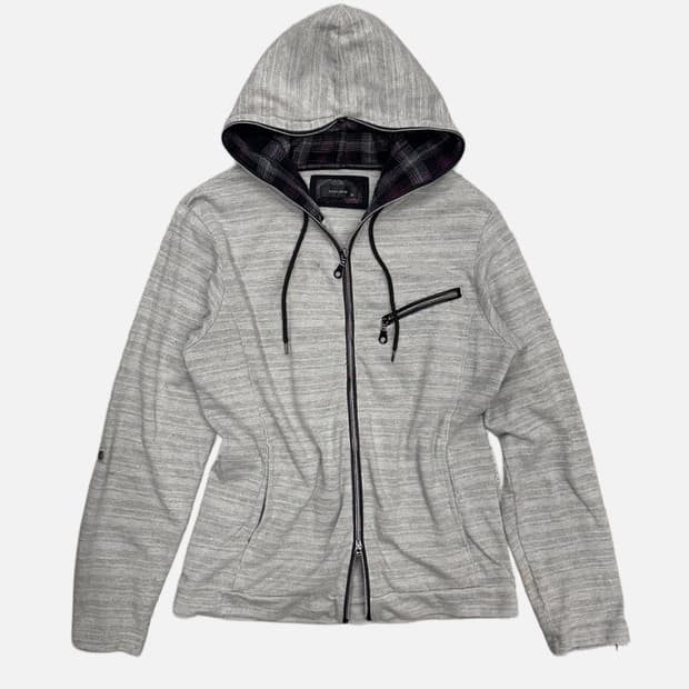 NOTA BENE grey waffle hood zip-up