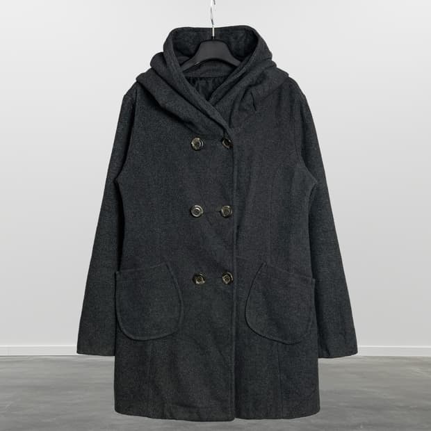 빈티지 후드 더블 코트