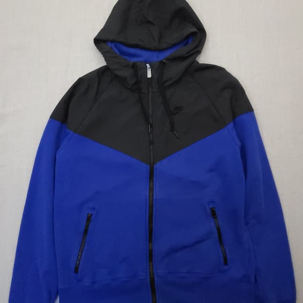 나이키 후드 집업 블루 블랙 m