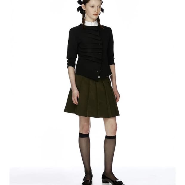 새상품) 버뮬라 MIDI PLEATS SKIRT (KHAKI)