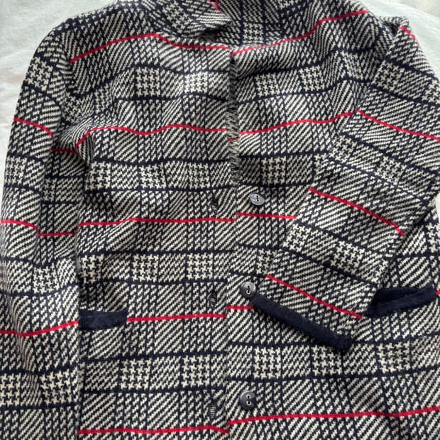 일본브랜드 울혼방 체크 가디건