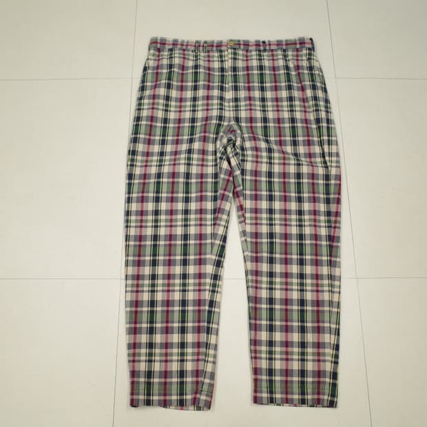 90s 폴로 랄프로렌 마드라스 체크 신치백 코튼 팬츠 38x30