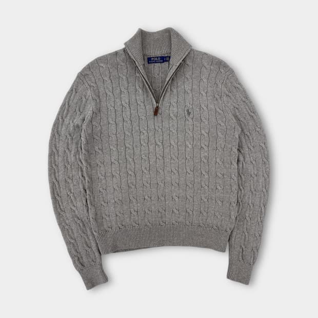 폴로 랄프로렌 신형 루즈핏 하프집 꽈배기 코튼 니트