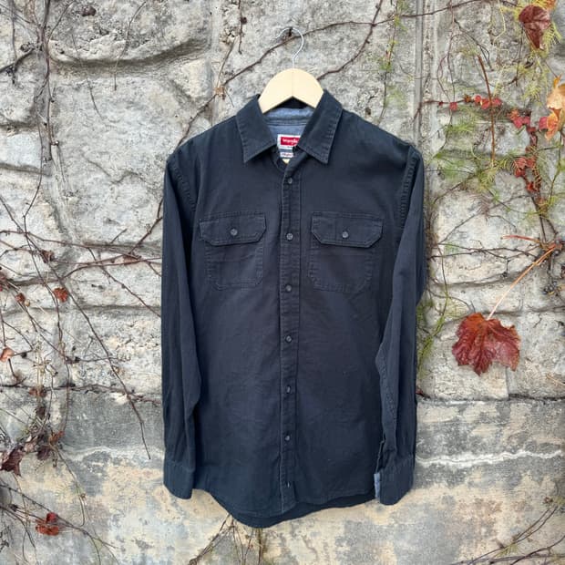 랭글러 빈티지 투포켓 워크 셔츠 블랙 s
