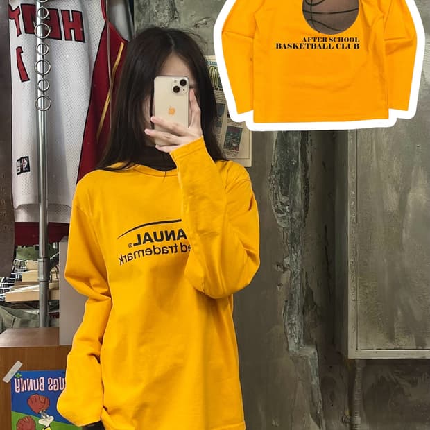 노매뉴얼 베스킷볼 긴팔티 오렌지 M #csz514