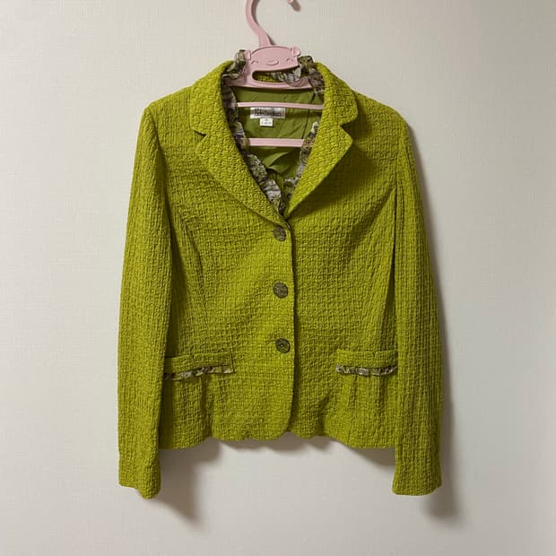 빈티지 모리걸 하구미 레이스 에스닉 트위드 자켓