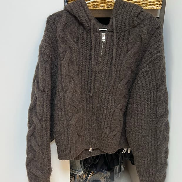 어텀 니트 후드집업