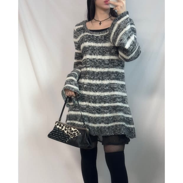 케이블 니트 원피스 프릴 이너 2pcs SET