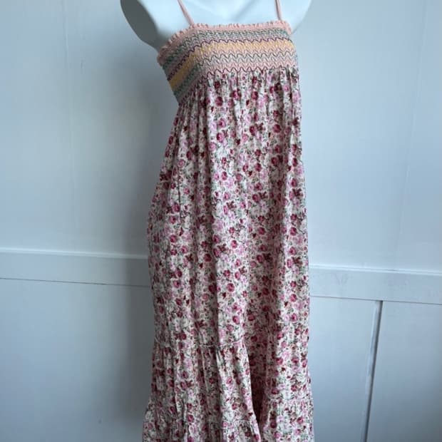 로즈 스모크 끈 원피스