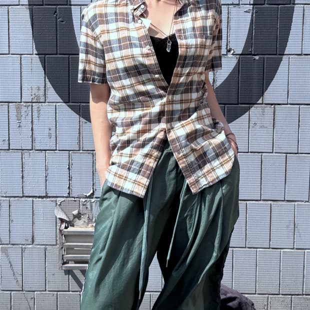 BEAMS 빔즈 반팔 체크 셔츠