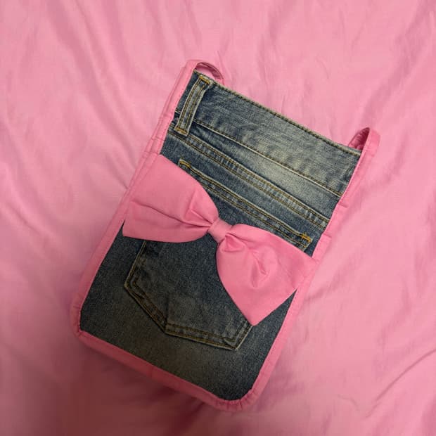 데님 키치리본 백