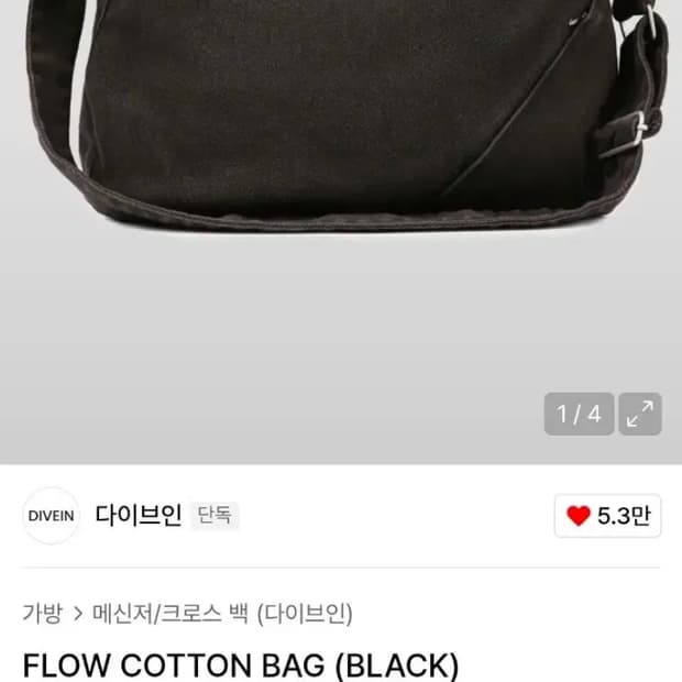 다이브인 플로우 코튼백 블랙