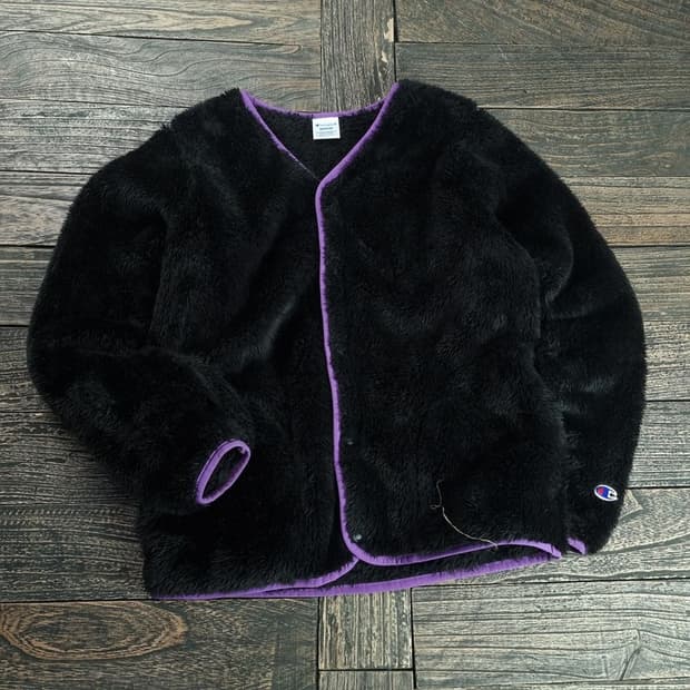 [챔피온] 재팬 카라리스 쉐르파 플리스 가디건 블랙 M18750