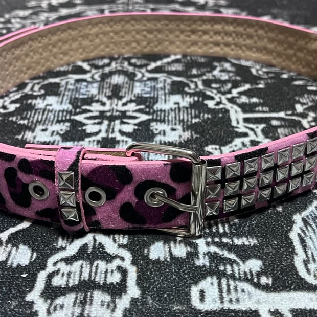 핑크 퍼 스터드 벨트 (새상품)