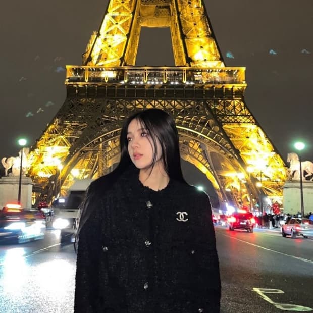 카키포인트 트위드 롱 자켓 블랙