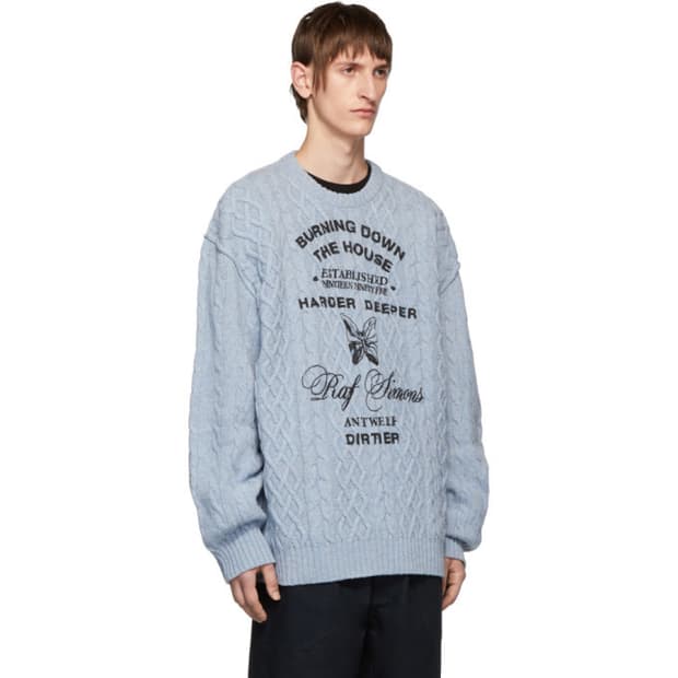 [S] 라프시몬스 19fw 아란 니트 블루