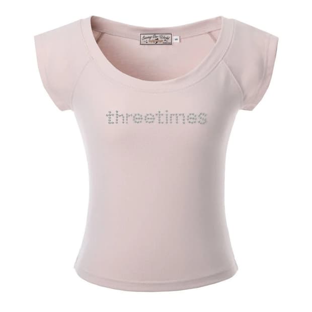 쓰리타임즈 Threetimes Bijou logo tee pink