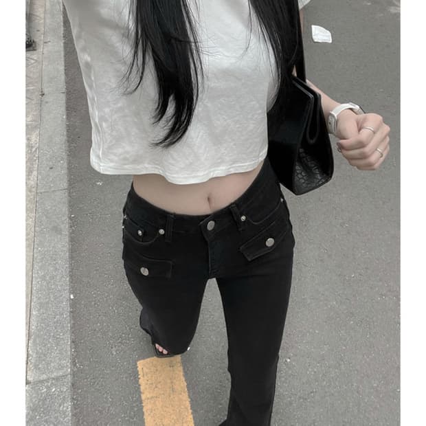 어반유니크 포켓 부츠컷 데님 블랙 S