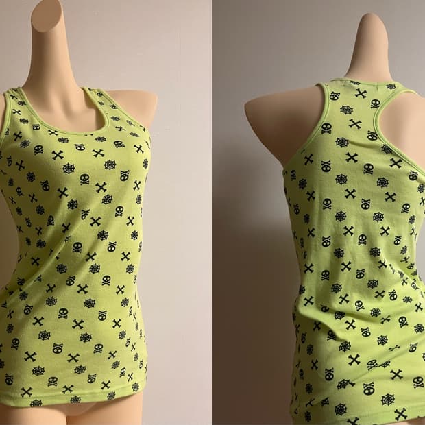 Neon skull sleeveless top