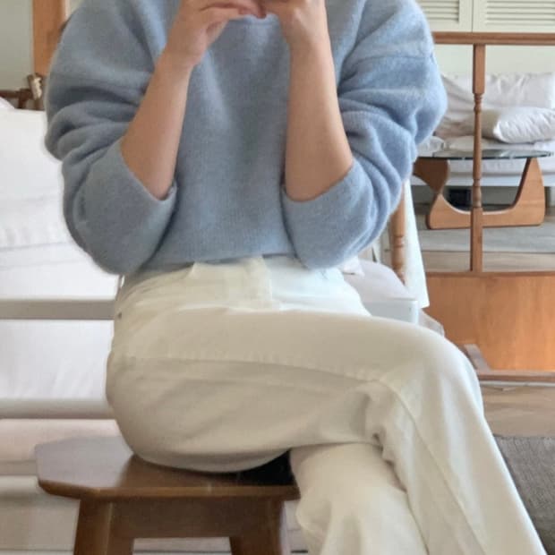 웨어웨더 키드모헤어 니트 블루