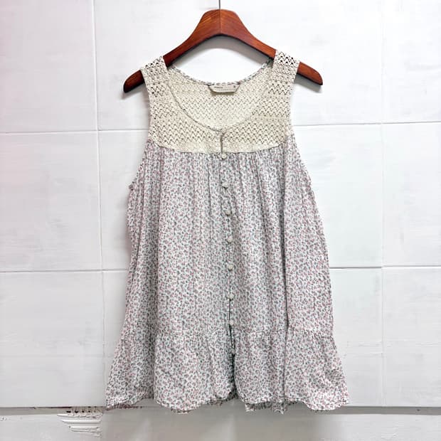 SOSPITA 코튼 잔꽃 네트 모리걸 슬리브리스 L