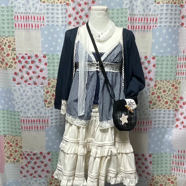 네이비 체크 모리 베스트 + 이너나시 #모리걸 #바선생