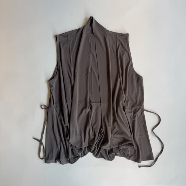 Dark Reddish Gray Drape Vest 