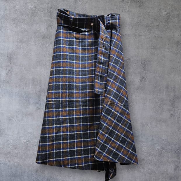 앤더슨벨 벨티드 체크 울 스커트 S