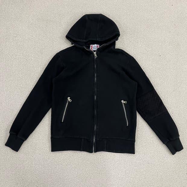 [L] 빈티지 블랙 와펜 후드 집업 자켓 0114M1