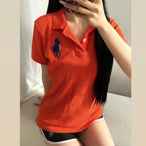 POLO RALPH LAUREN 클래식 자수 포인트 피케 반팔 카라티 /
