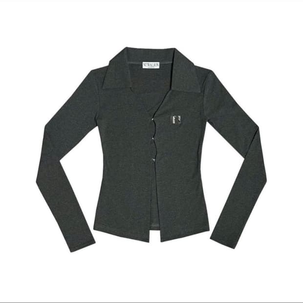 뉴얼린 앰블럼 셔츠 차콜