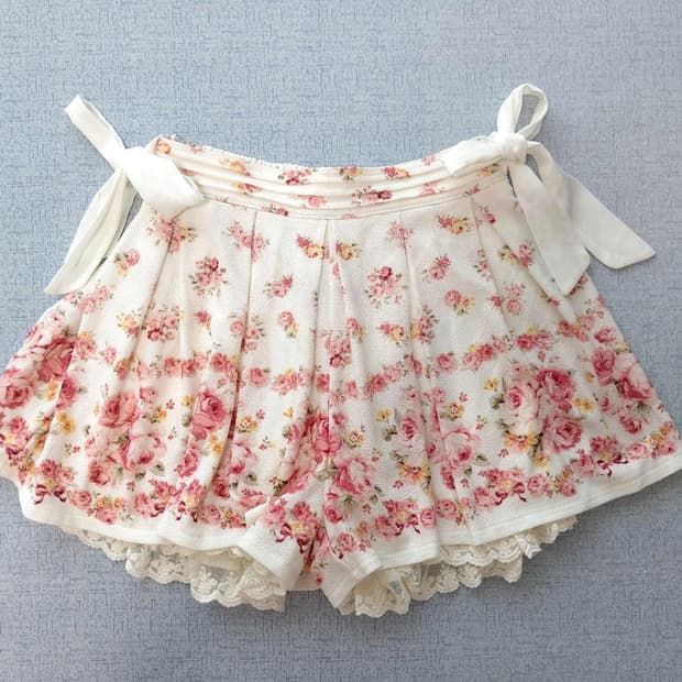 리즈리사 대장 리본 플라워 핑크 큐롯 스커트 히메갸루
