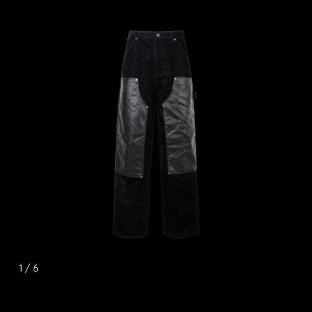 에모스탠스클럽 벨벳 레더패널 배기 카펜터 진