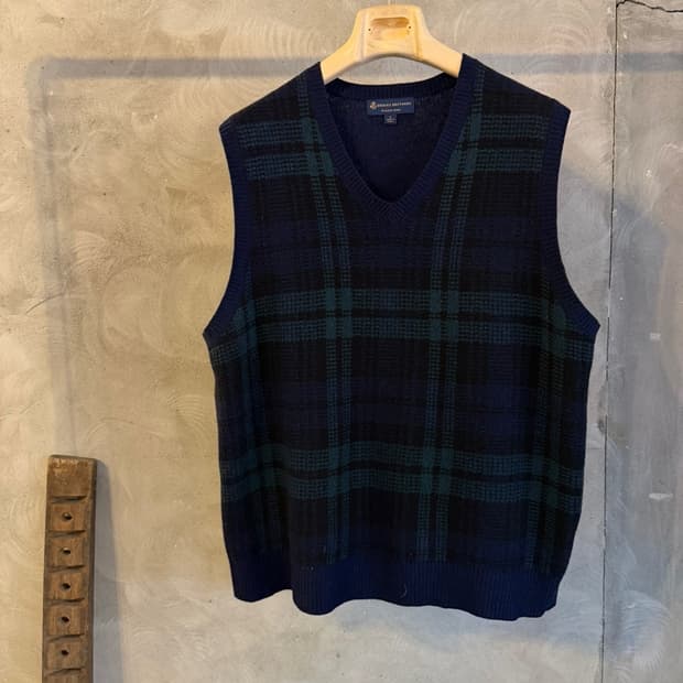 브룩스 브라더스 램스울 블랙와치 베스트 100