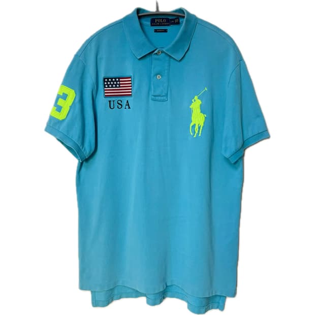 폴로 빅포니 성조기🇺🇸 치프키프 하늘🩵 Pk 티셔츠