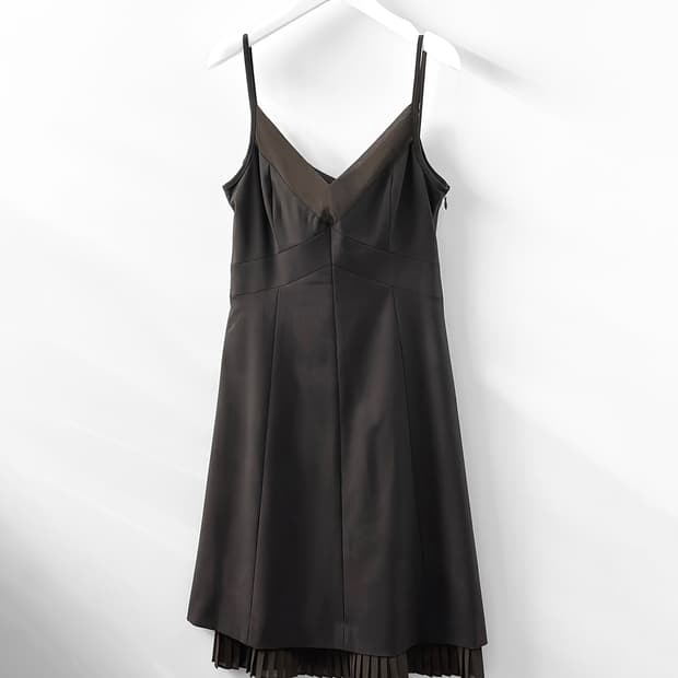 띠어리 울 블랜드 플리츠 헴 슬립 드레스