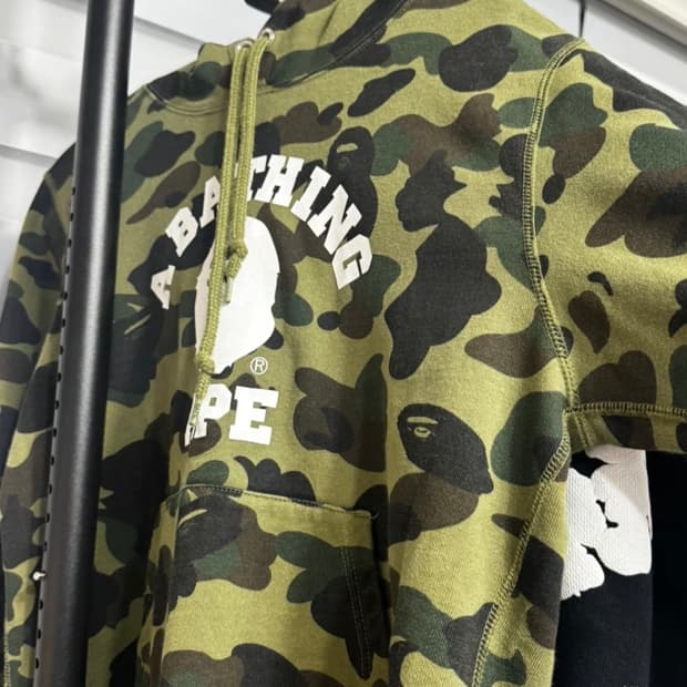 베이프 그린 카모 후드티 m사이즈
