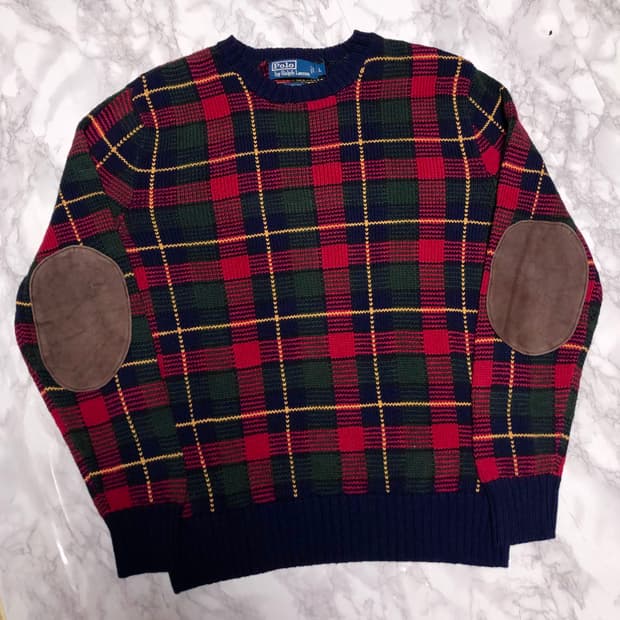 폴로 랄프로렌 캐시미어 타탄체크 니트 크리스마스